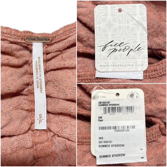 FREE PEOPLE NWT Love Her Keyhole Ruched Tank in Summer Sparrow Size S - Picture 8 of 9